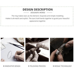 925 Sterling Silver Line Winding Shape Forever letter Open Rings For Women