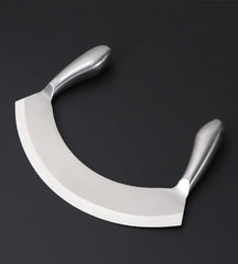 8.5 Inch Stainless Steel Mezzaluna Knife Pizza Cutter Fruit Vegetable Salad Chopper