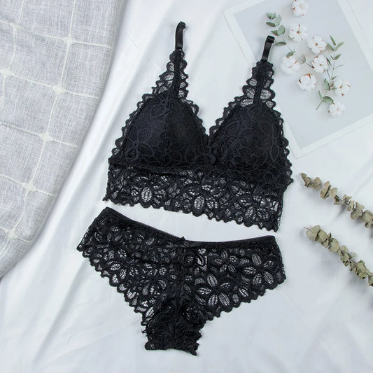 Women Lace Bra & Brief Sets Seamless Underwear Backless Vest Female