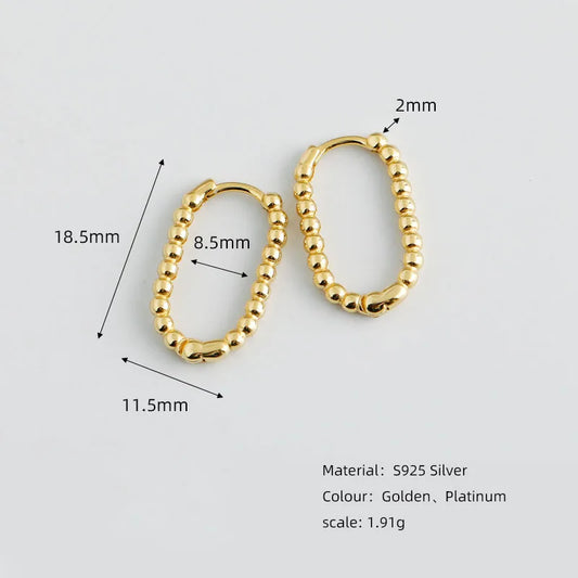 WANTME 925 Sterling Silver Punk Simple Pirecing Geometry Hollow Beads Stud Earrings for Women Girl Chic Birthday Goth Jewelry