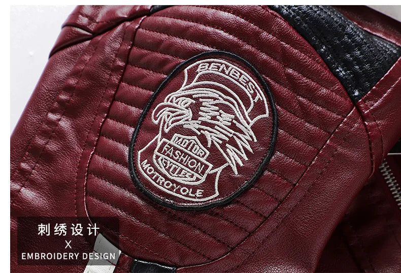 Mens Vintage Motorcycle Jacket Men Fashion Biker Leather Jacket Male