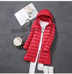 Women Ultra Lightweight Packable Long Puffer Jacket Autumn Winter