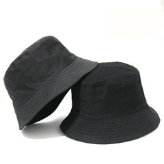 Black Solid Dots Bucket Hat Two Side Wear Unisex Simple Bob Caps Hip Hop Gorros Men