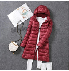 Women Ultra Lightweight Packable Long Puffer Jacket Autumn Winter