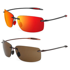 Sunglasses for Men: Orange Male Driving Rectangle Ultralight Frame Sunglasses