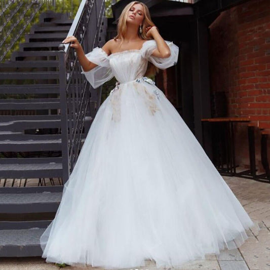 White Bridesmaid Dresses: Stunning White Bridal Dresses Unique Boat Neck Short Puff
