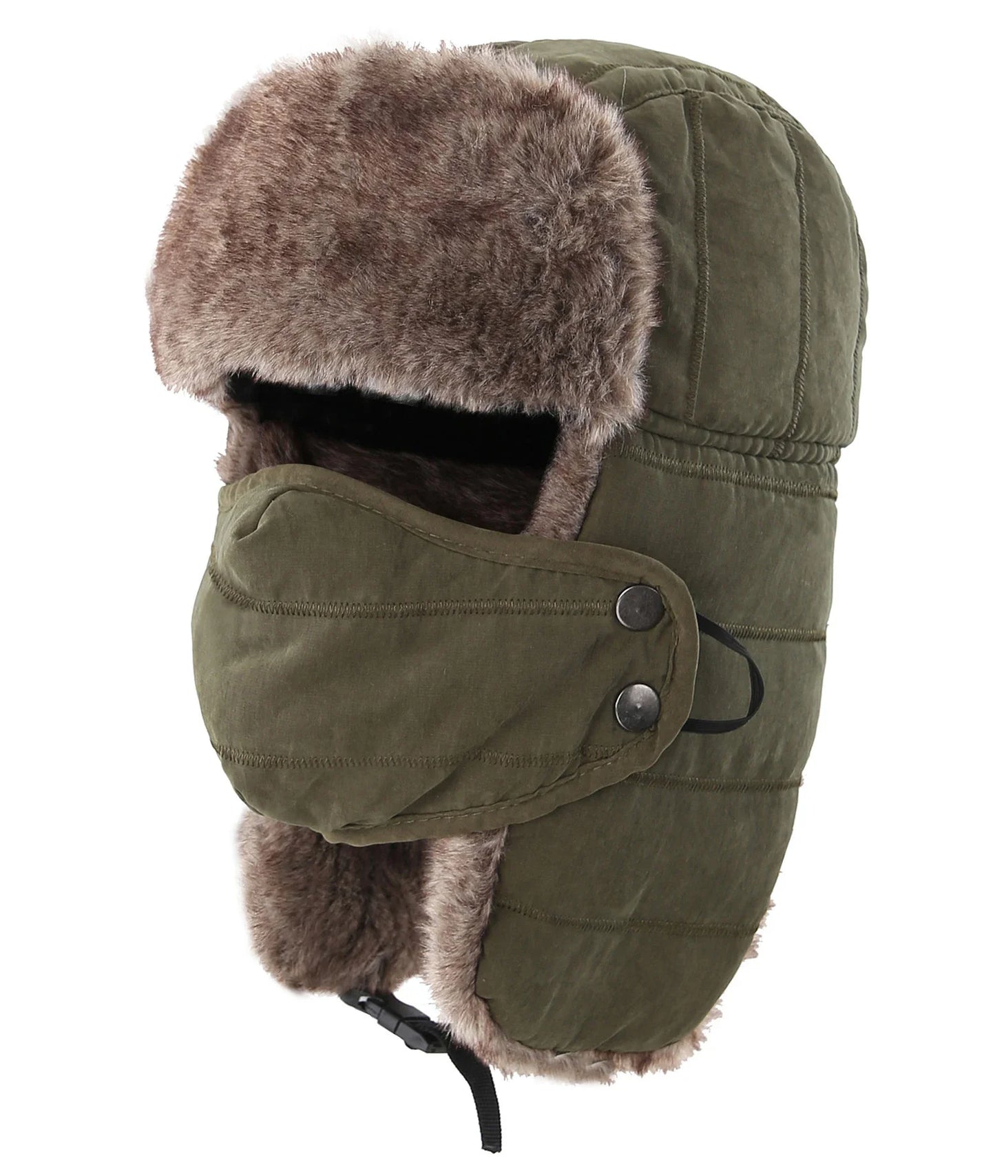 Connectyle Men's Warm Chunky Trapper Hat Removable Windproof Winter Russian Hats with Mask Ushanka Hat