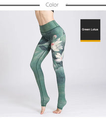 Cloud Hide Yoga Pants Women High Waist Trainer Sports Leggings Long Tights Floral