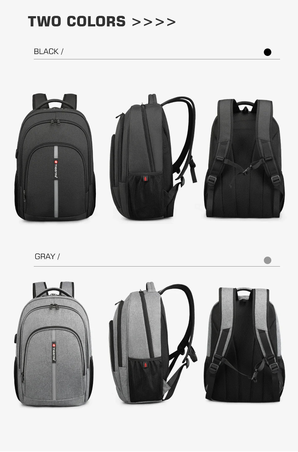 Tigernu Large Capacity Backpack 15.6inch Laptop Backpack Anti Theft Men Backpack College Schoolbag Travel Backpack Bag For Men