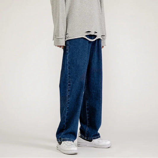 Men Wide Leg Jeans Streetwear Straight Baggy Denim Pants Male Brand Trousers