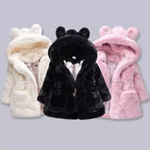 Baby Girls Warm Winter Coats Thick Faux Fur Fashion Kids Hooded Jacket Coat for Girl