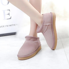 Fashion Winter Ankle Rubber Wool Boots For Women Australian Genuine Cowhide Leather