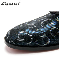 Genuine Leather Loafers Men Prom blue Casual Bee Shoes