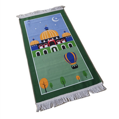 Muslim Prayer Rug Kids Children Islamic Mat Educational Janamaz Girl Boy Salah Child
