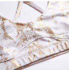 Women's Retro Metallic Snake Gym Leggings Blue Silver Shiny Legging Fitness Bottom