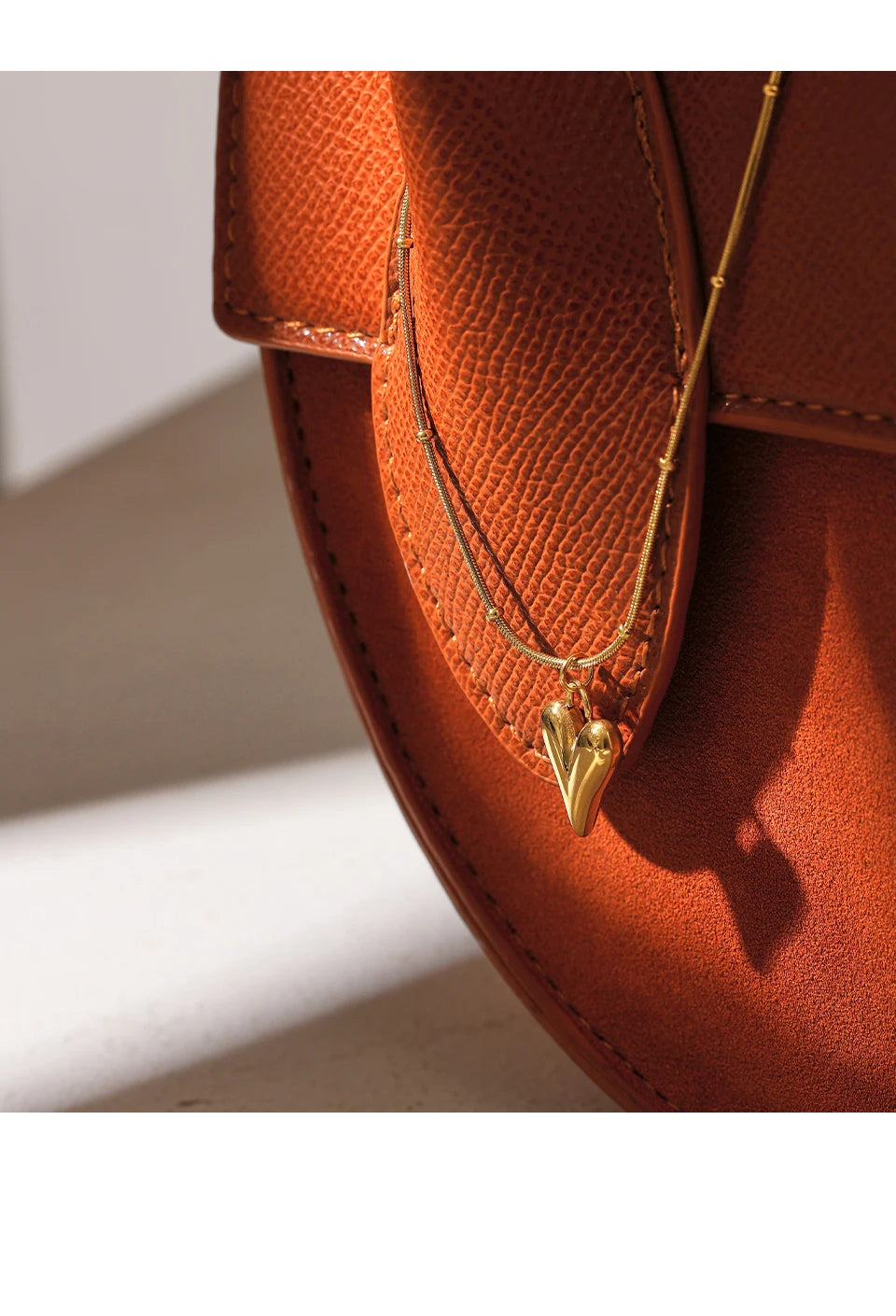 Temperament Heart Pendant Chain Necklace for Women Stainless Steel Stylish
