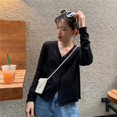 Cardigan Shirt Women Tops Korean Long Sleeve Cardigan Summer Tops V Neck