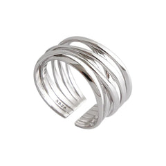Silver Color Rings Creative Multilayer Winding Line Geometric Handmade