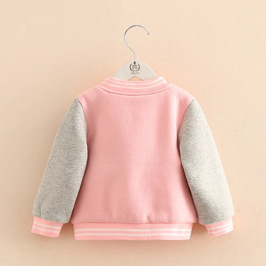 Fashion Children Color Patchwork Mandarin Collar Plus Velvet Jacket For Baby Kids Girls