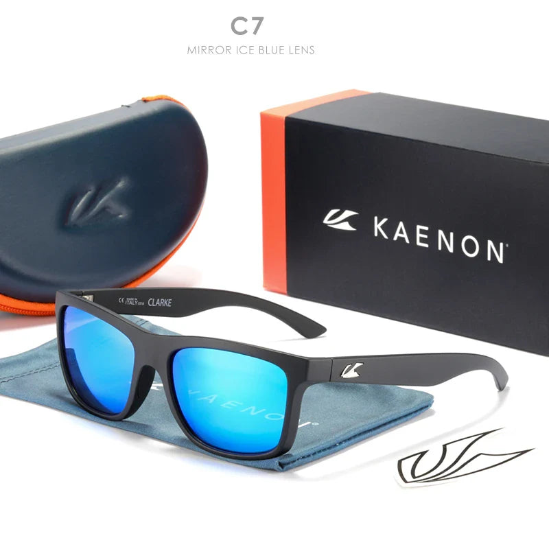 KAENON Square Polarized Sunglasses Men TR90 Flexible Sports Sun Glasses For Women Real Coating Lens With Original Box