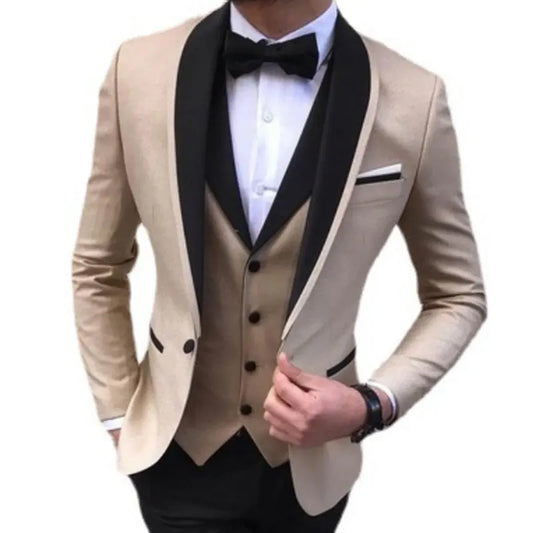 Tuxedo for Mens: Wedding Evening Dress 3 Pieces Jacket+Pants+Vest Men Suit Set