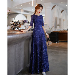 Homecoming Dresses: A Line Sequin Golden Evening Dress Long Prom Party Dresses