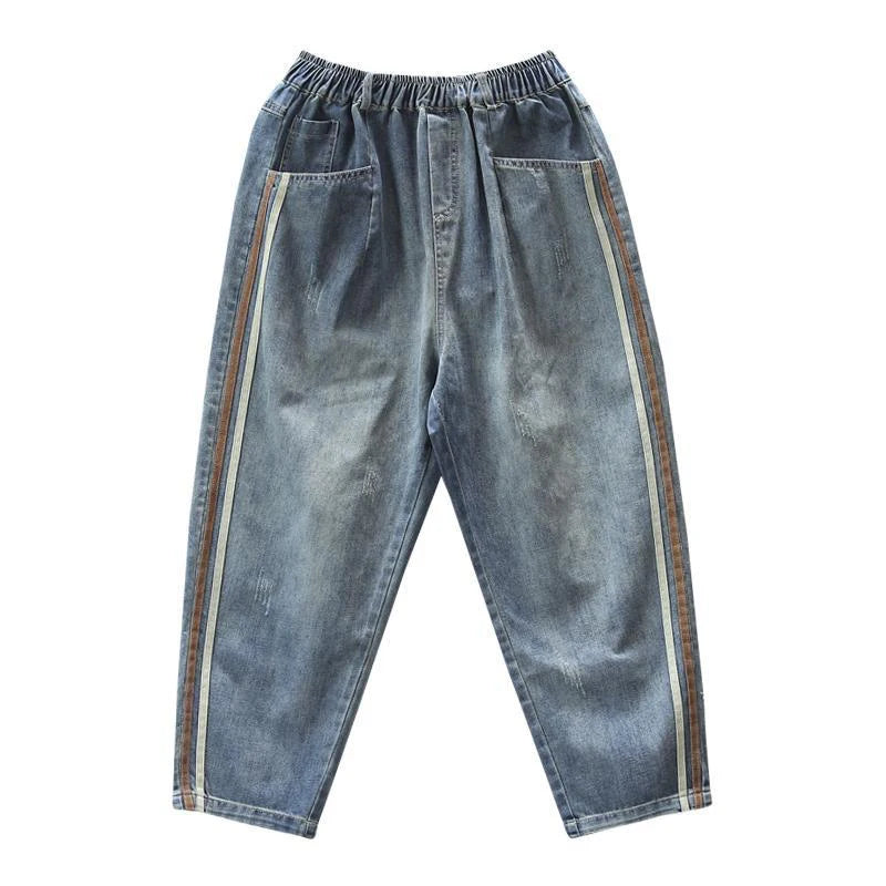 Spring Women Elastic Waist Loose Jeans All-matched Casual Cotton Denim Harem Pants