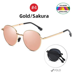 Sunglasses Women Light Mirror Blue Fold Shades Titanium Alloy Sun Glasses