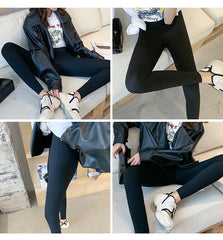 Women Sharkskin Black Leggings Thin Workout Stretch Fitness