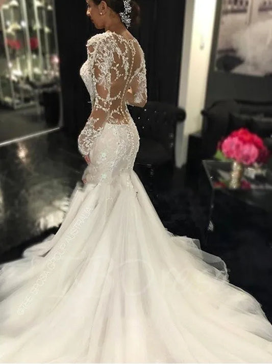 White Bridesmaid Dresses: Lace Mermaid Wedding White Dresses Dubai African