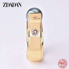 925 Sterling Silver Pearl Ring For Women 18k Gold Charm Finger Rings Party