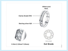 JewelryPalace Solid 925 Sterling Silver Wedding Engagement Ring for Woman