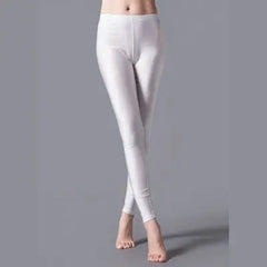 Women Shiny Pants Leggings Solid Color Fluorescent Spandex