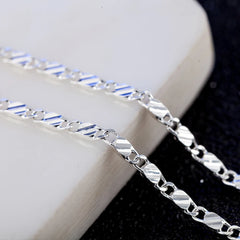 925 Sterling Silver 16/18/20/22/24/26/28/30 Inch 2mm Charm Chain Necklace