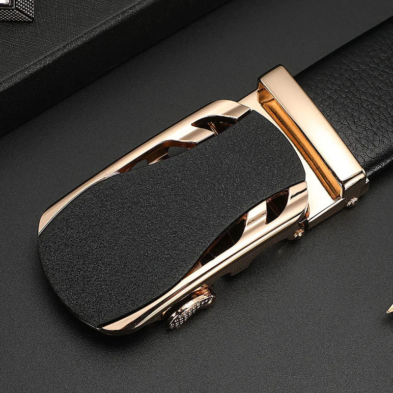 CEXIKA Men's Genuine Leather Automatic Buckle Belt Custom Engraved Name/Logo Ideal Waist Belt for Father's Day Personalized Gift