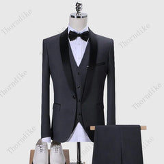 Tuxedo for Mens: Men Suits 3 Pieces Black Fit Casual Groomsmen Army Lapel Business