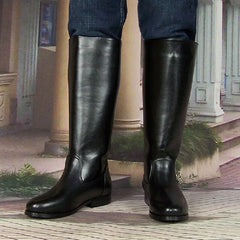 Genuine Leather Mesh Long Equestrian Boots Winter Male Plush Cow Leather Military Boots