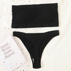 Women Bra Set Strapless Seamless Underwear Push Up Bra High Waist Thong