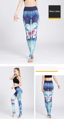 Cloud Hide Yoga Pants Women High Waist Trainer Sports Leggings Long Tights Floral