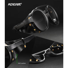 Sunglasses Men Women Leather Shield Sunglasses Twin Bridge Designed