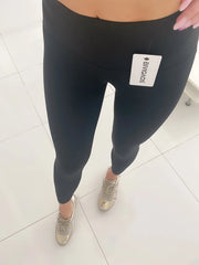 Women Sharkskin Black Leggings Thin Workout Stretch Fitness