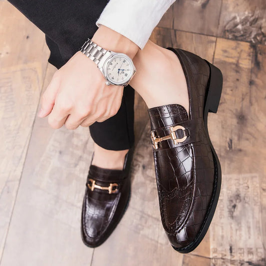 Men Formal Business Brogue Shoes Luxury Men'sDress Shoes Male Casual Genuine
