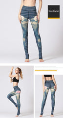 Cloud Hide Yoga Pants Women High Waist Trainer Sports Leggings Long Tights Floral