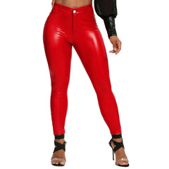 Winter Black Leather Leggings Women Skinny Push Up High Waist Legging Pockets