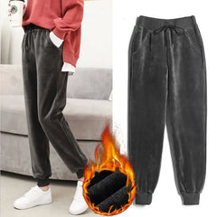 Slim Women Pant Winter Lambskin Cashmere Pants Warm Female Casual Pants Harem