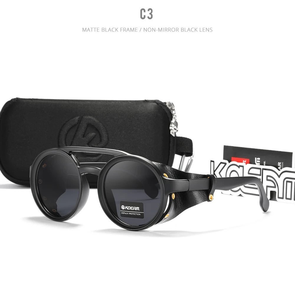Sunglasses Men Women Leather Shield Sunglasses Twin Bridge Designed