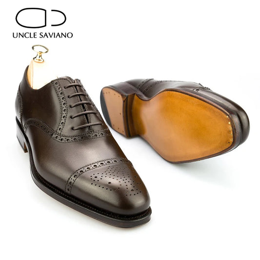 Uncle Saviano Oxford Brogue Style Lace-up Wedding Dress Shoes Formal Office