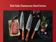 1PCS or 3PCS Kitchen Knife Sets Japanese Forged Damascus Steel Chef