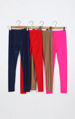 Women Shiny Pants Leggings Solid Color Fluorescent Spandex