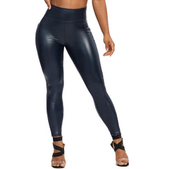 Winter Black Leather Leggings Women Skinny Push Up High Waist Legging Pockets
